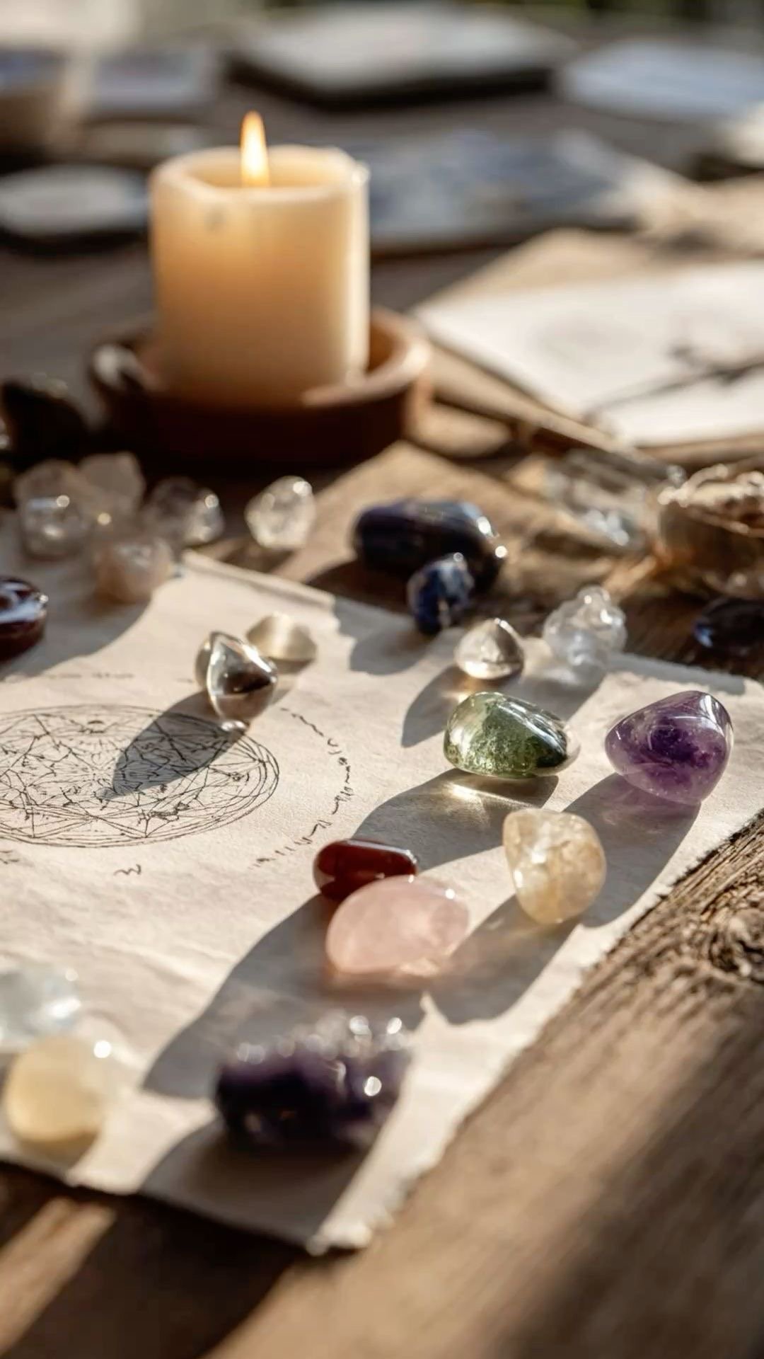 Cristais e vela — Atendimento Terapêutico Individual